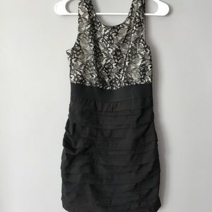 Fringe bottom silk and lace top.